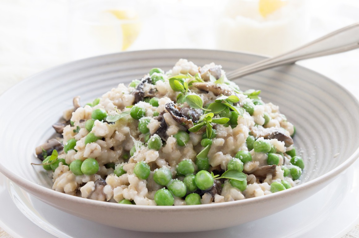Graupen-Risotto mit Erbsen - Rezept