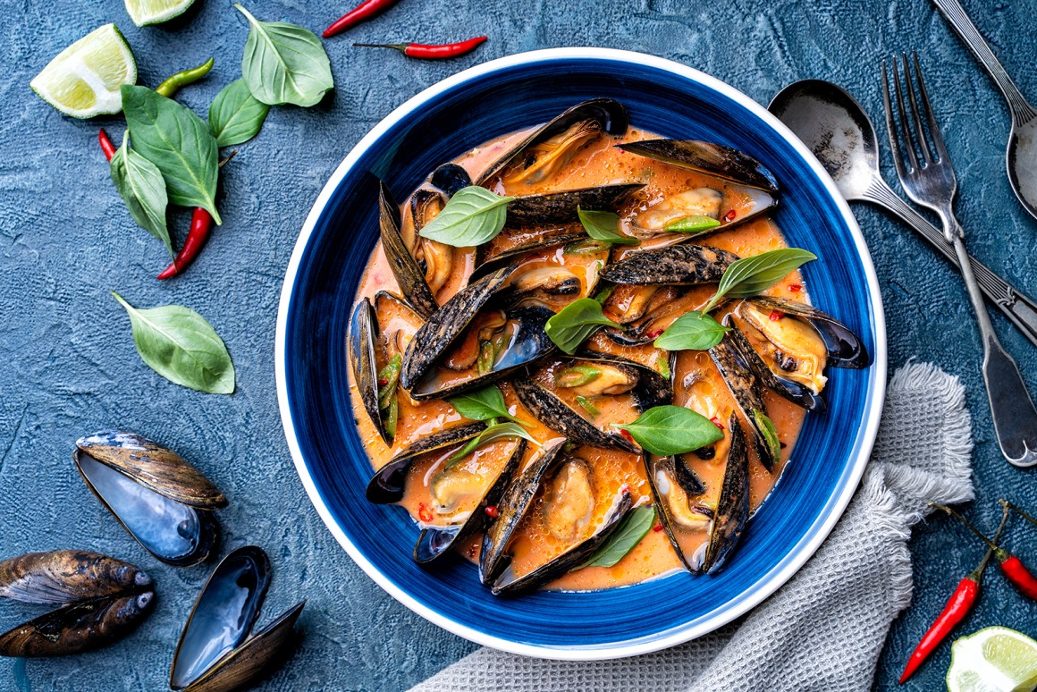 Muscheln in Currysauce