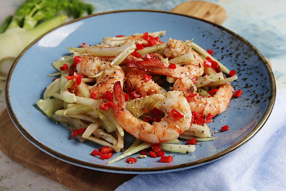 Chili-Garnelen mit Fenchel