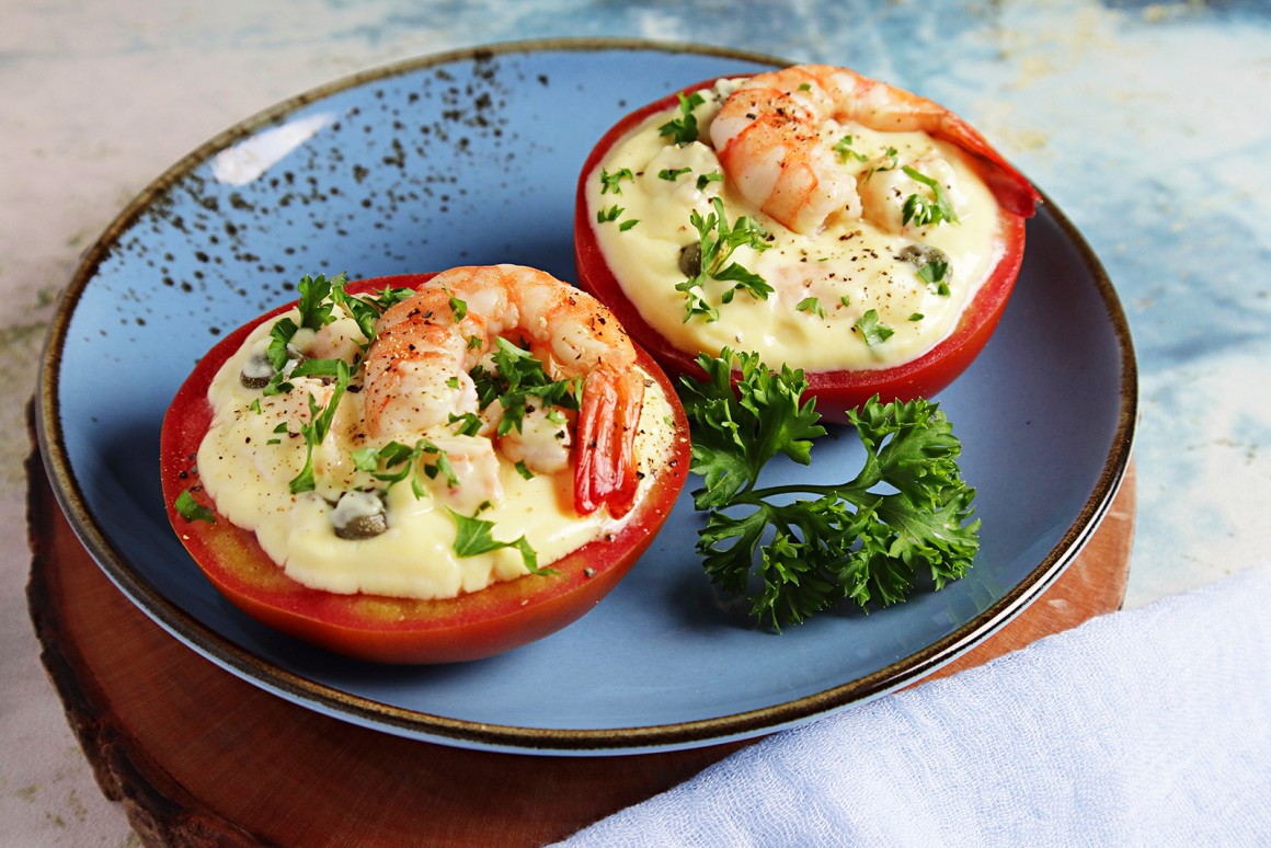 Gefüllte Tomaten mit Garnelencreme