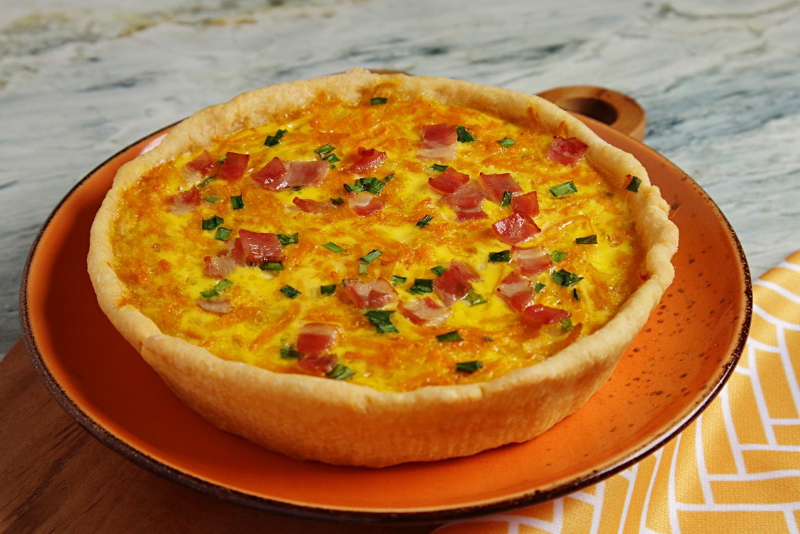 Kürbis-Quiche mit Speck