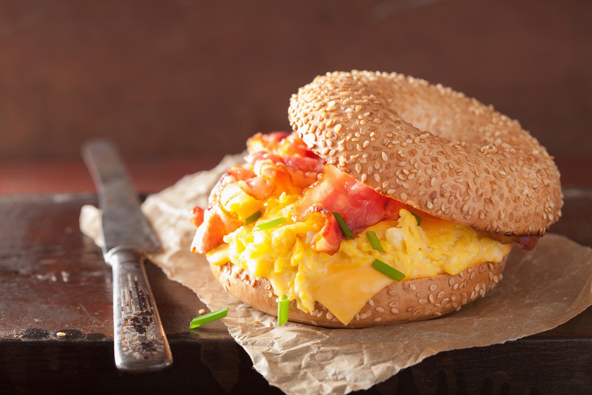 Bacon and Eggs-Bagels