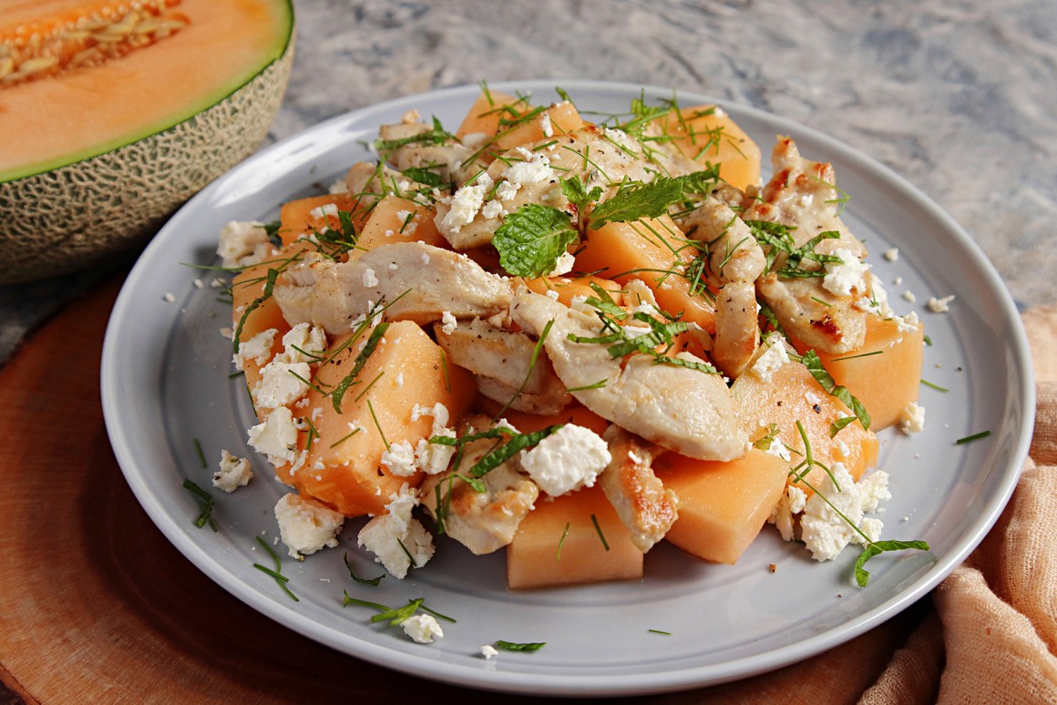 Melonensalat mit Hähnchenbrust