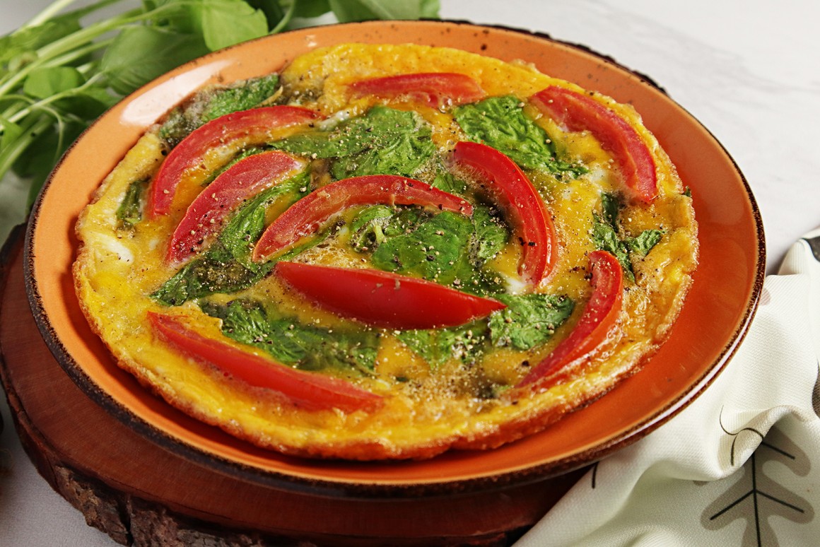 Spinat-Omelett mit Tomaten - Rezept