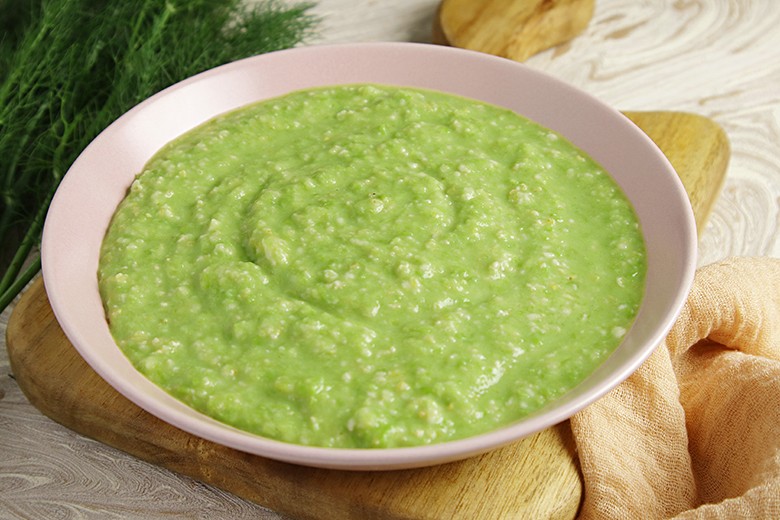 Fenchelbrei mit Erbsen und Reis