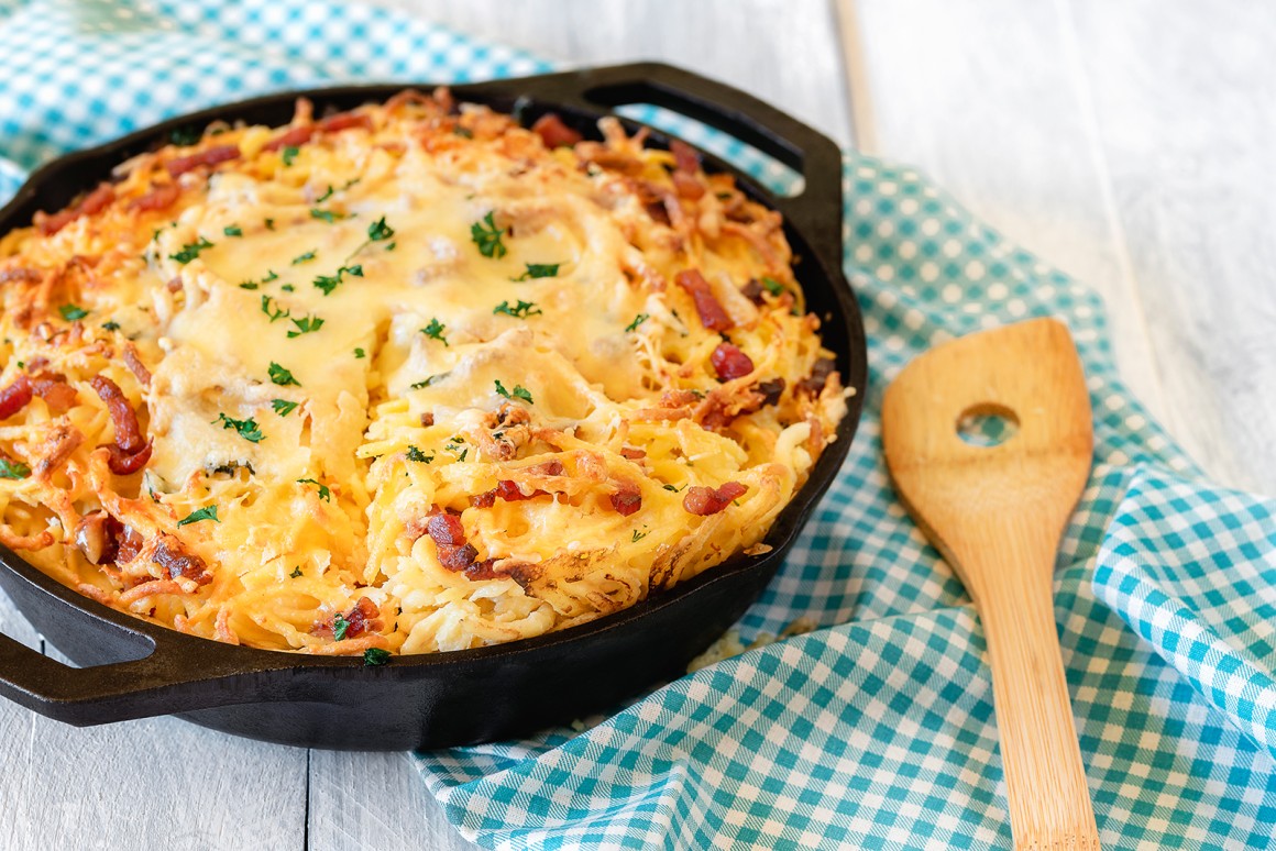 Spätzlegratin mit Speck