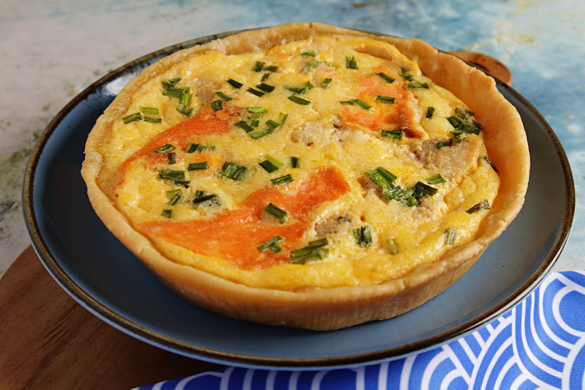 Quiche mit geräuchertem Fisch