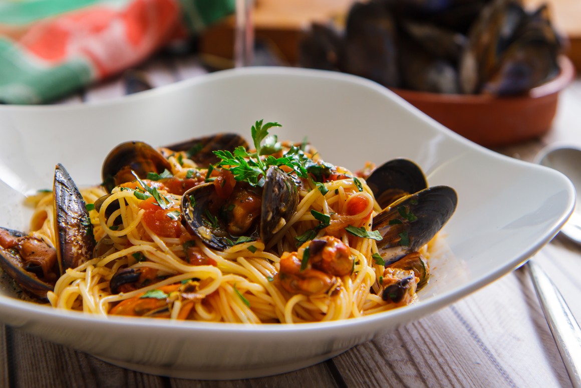 Miesmuschel mit Spaghetti