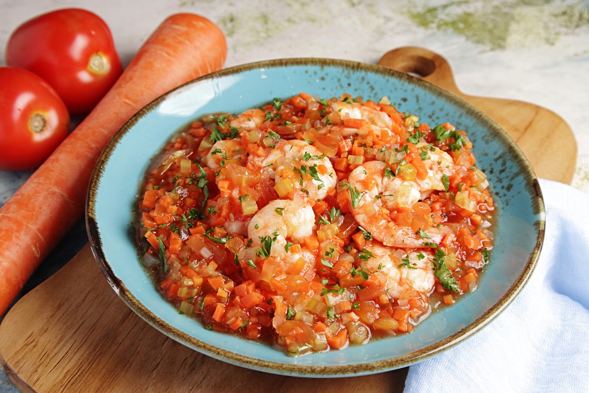 Gemüsesauce mit Garnelen - Rezept
