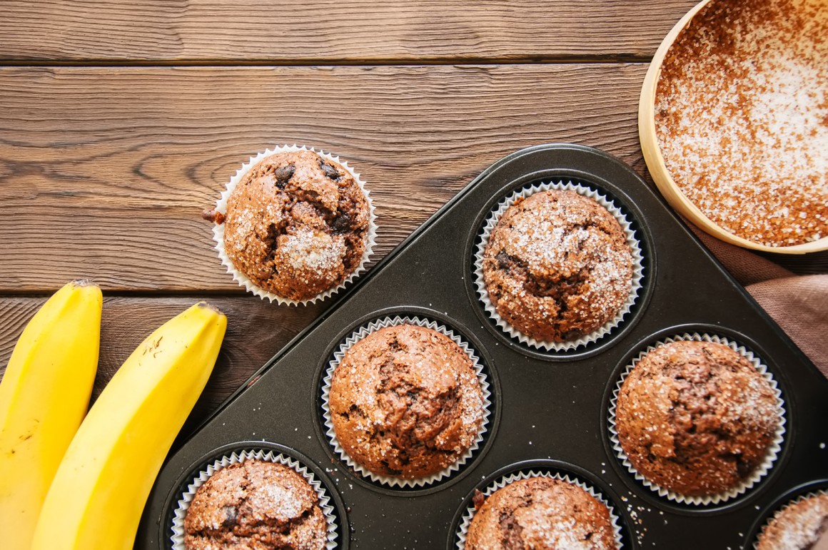 Kakaomuffins mit Banane