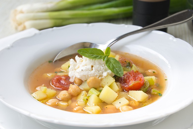 Kichererbsensuppe mit Porree