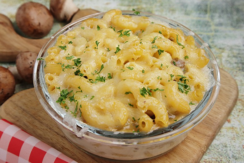 Makkaroniauflauf mit Pilzen