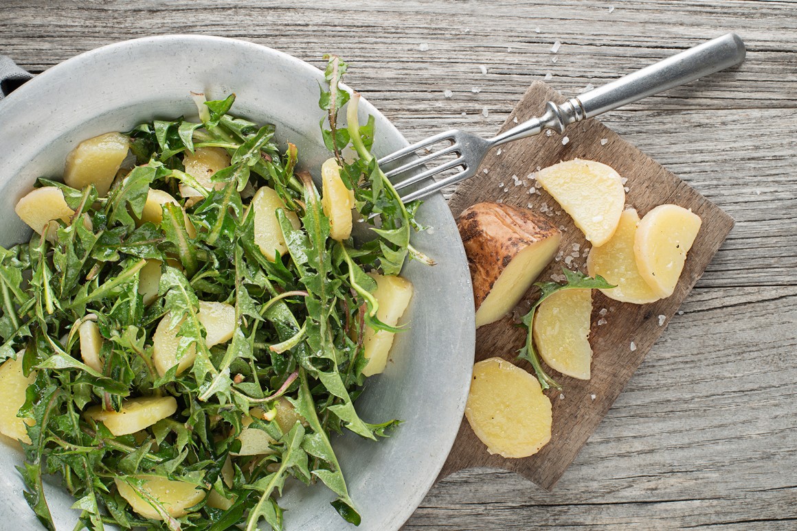 Löwenzahnsalat mit Kartoffeln - Rezept