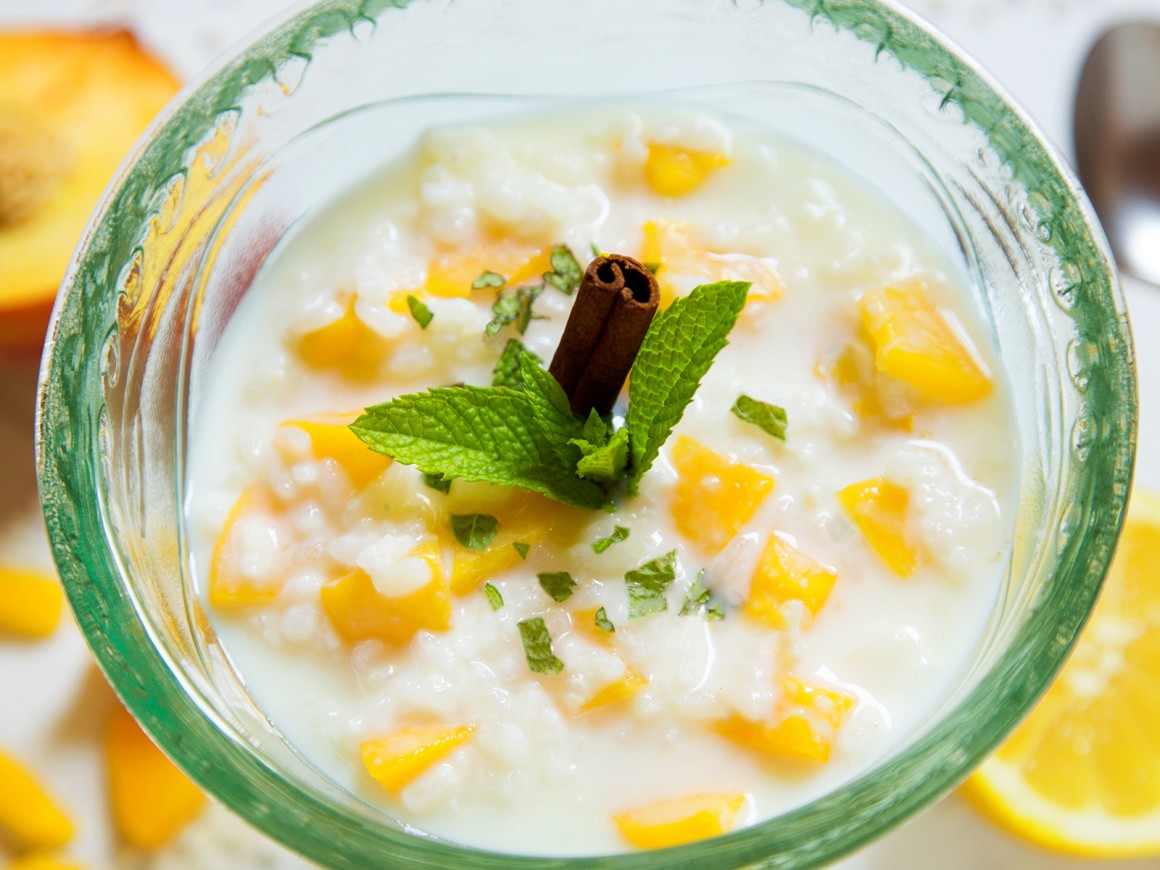 Milchreis mit Kokosmilch und Pfirsch