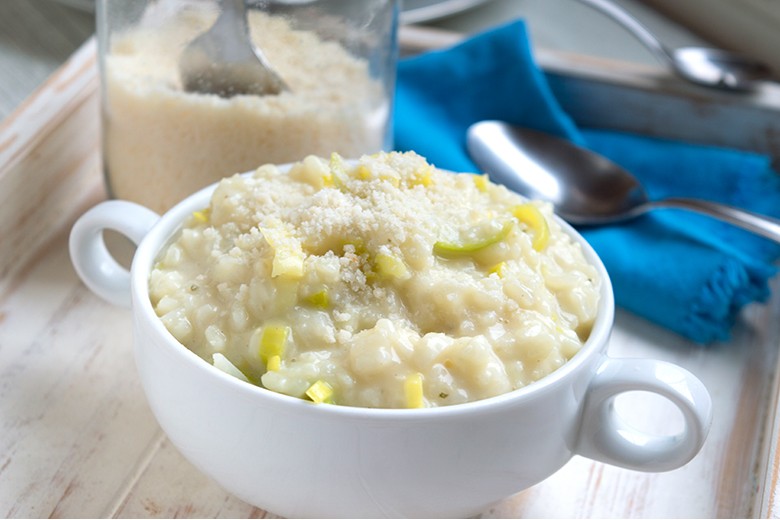 Risotto mit Lauch und Jungzwiebeln