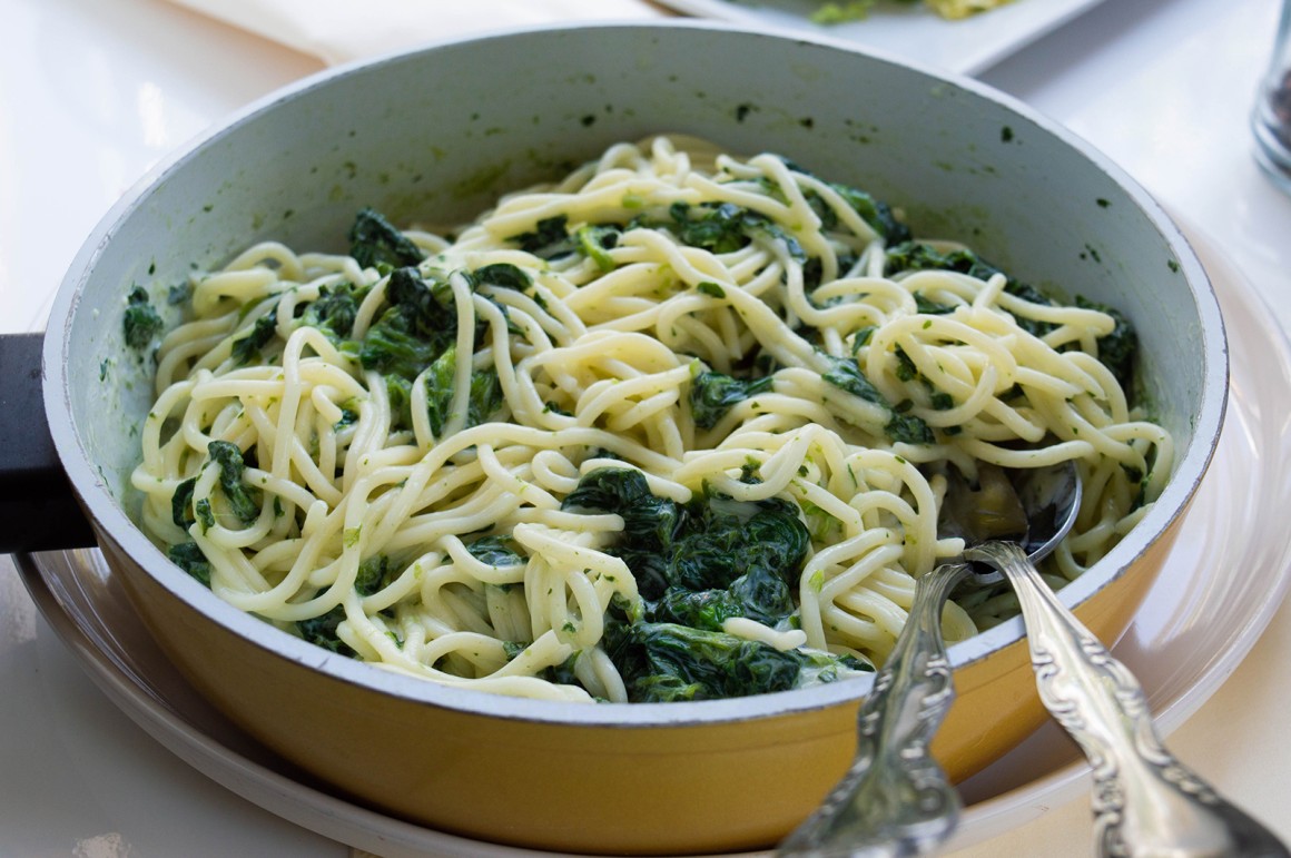 Spaghetti mit Spinat - Rezept
