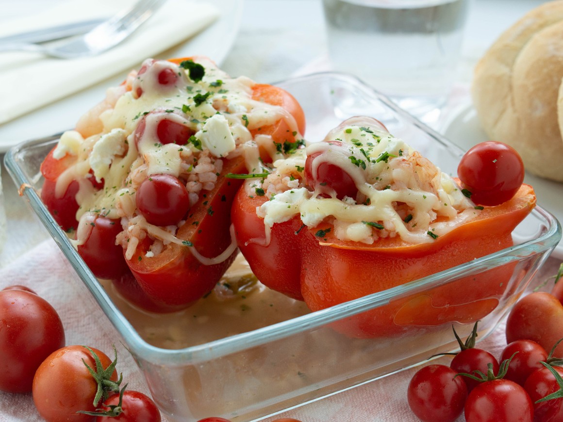 Vegetarisch gefüllte Paprikaschoten - Rezept