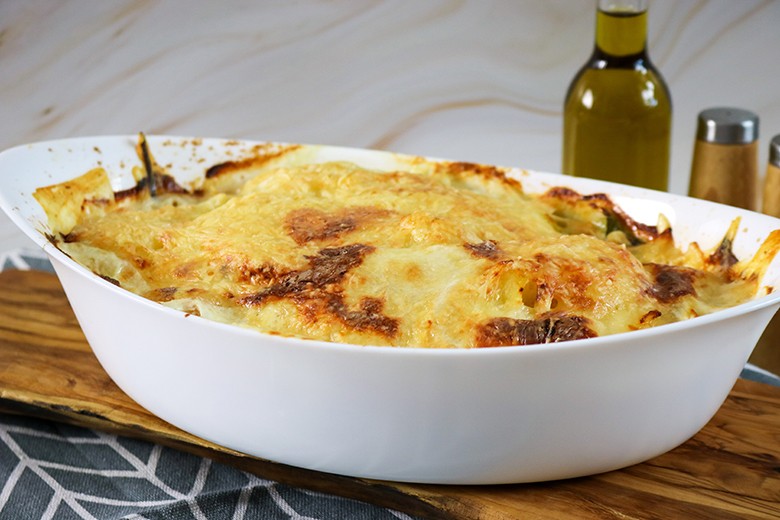 Kartoffelgratin mit Spinat