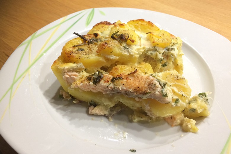 Kartoffelgratin mit Lachs