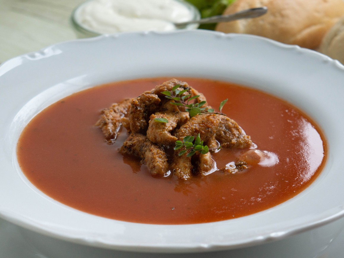 Tomatensuppe mit Gyros