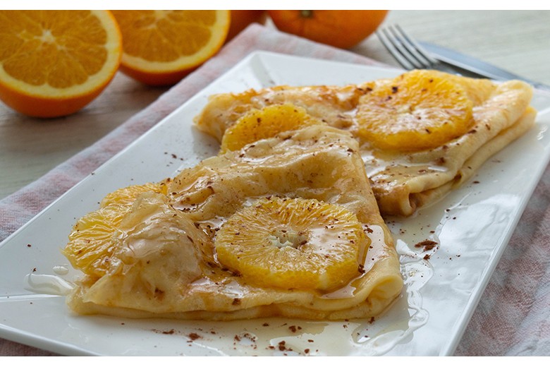 Flambierte Orangen-Pfannkuchen