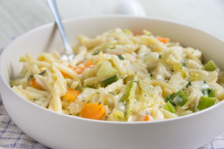 Käsespätzle mit Gemüse