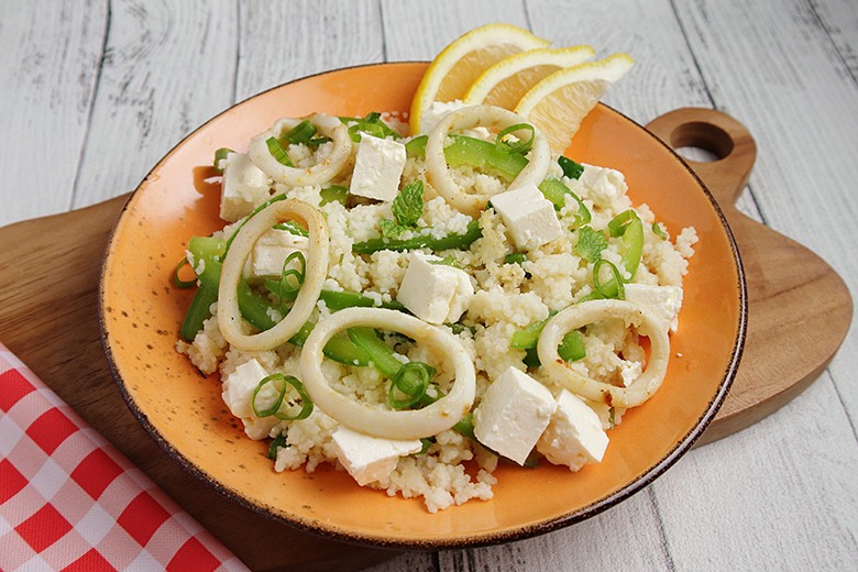 Calamari mit Minze und Couscous