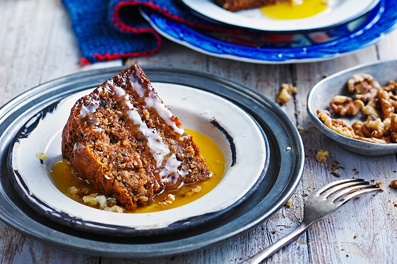 Bananen-Espresso-Kuchen mit Karamellsauce