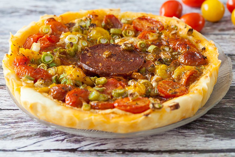 Tomaten-Tarte mit Chorizo
