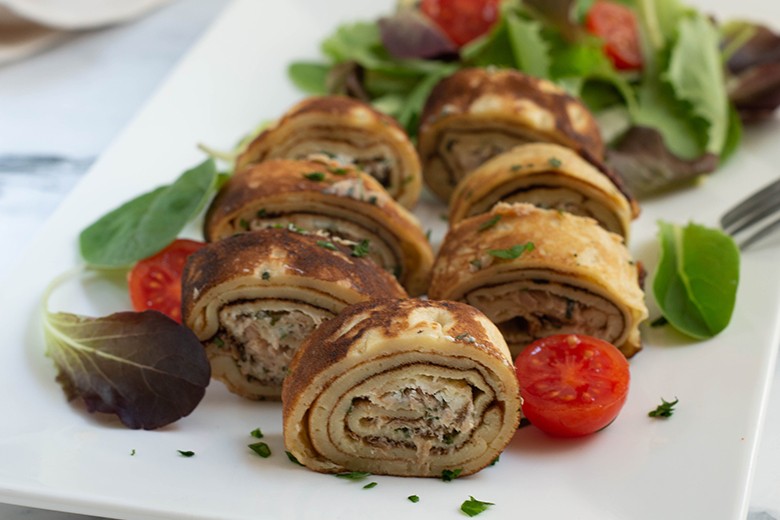 Omelettröllchen mit Thunfisch
