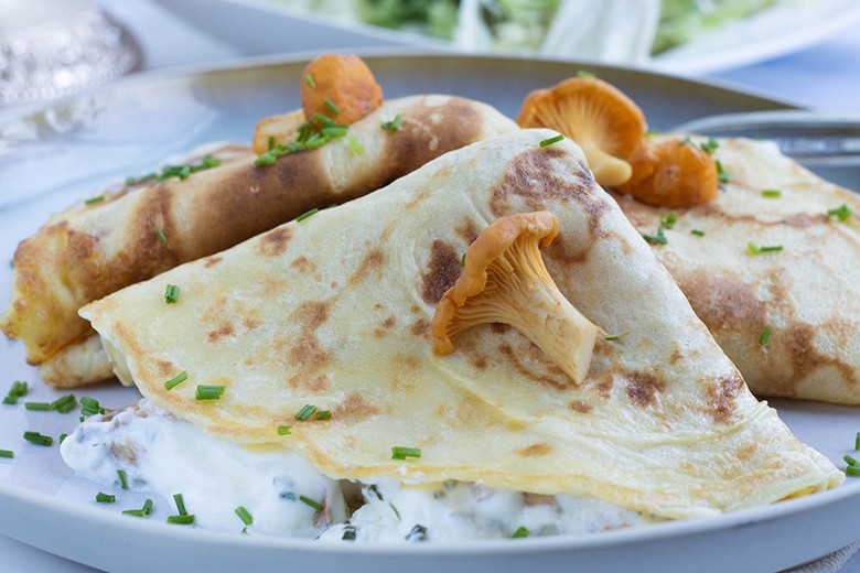 Crespelle mit Pfifferlingen