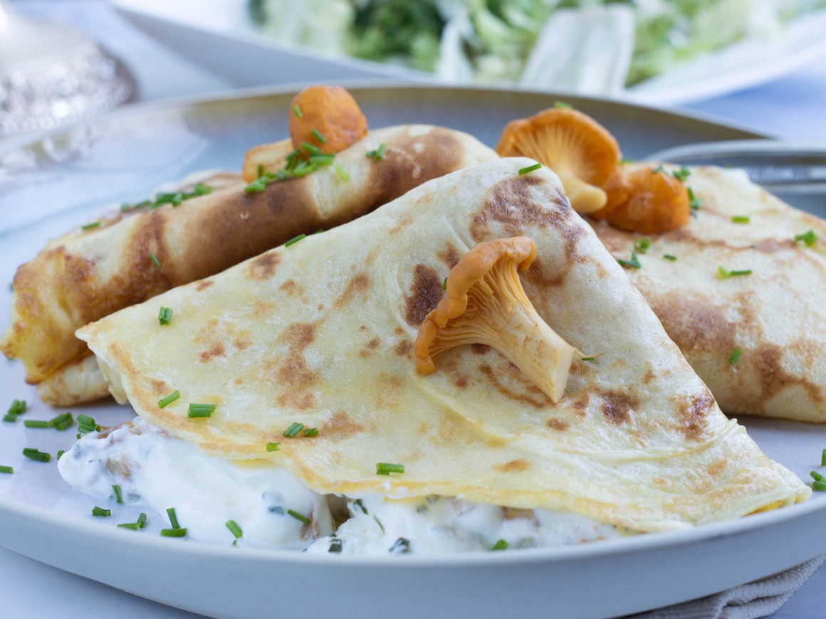 Crespelle mit Pfifferlingen