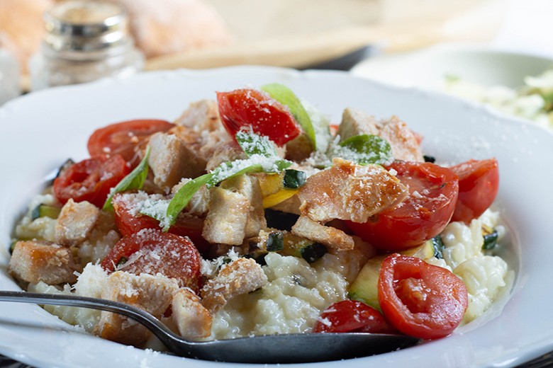 Gemüserisotto mit Hühnerfleisch