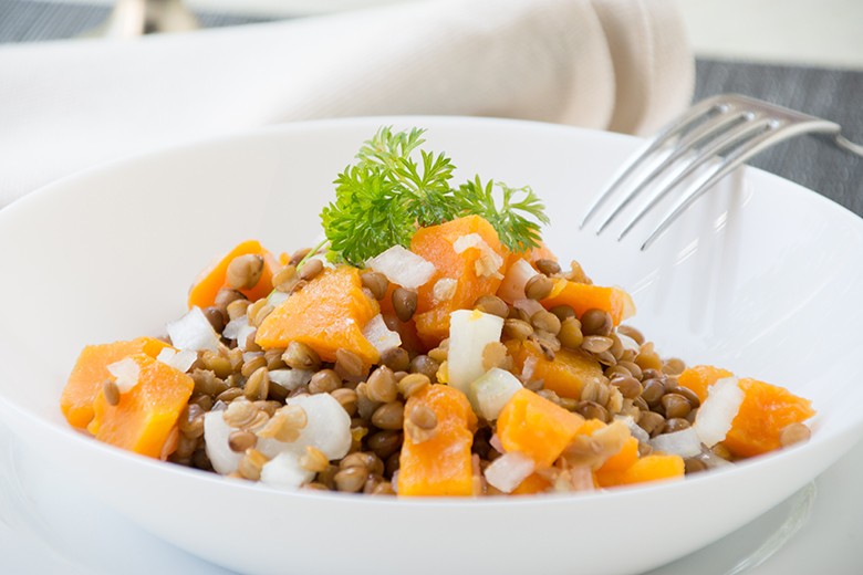 Linsensalat mit Kürbis