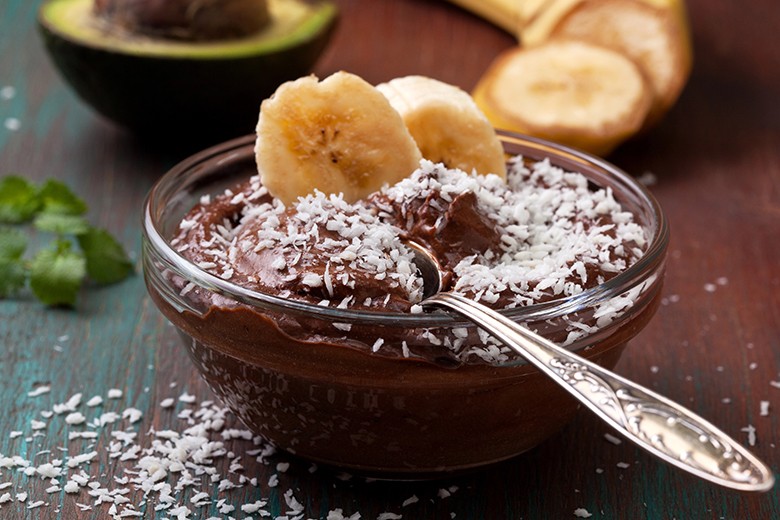 Avocado-Schokoladenmousse mit Banane