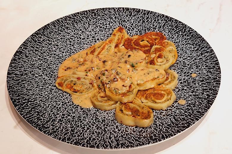 Geröstete Maultaschen mit Speck-Sahne