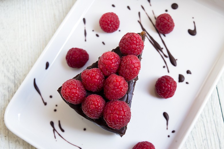 Schokokuchen mit Himbeeren