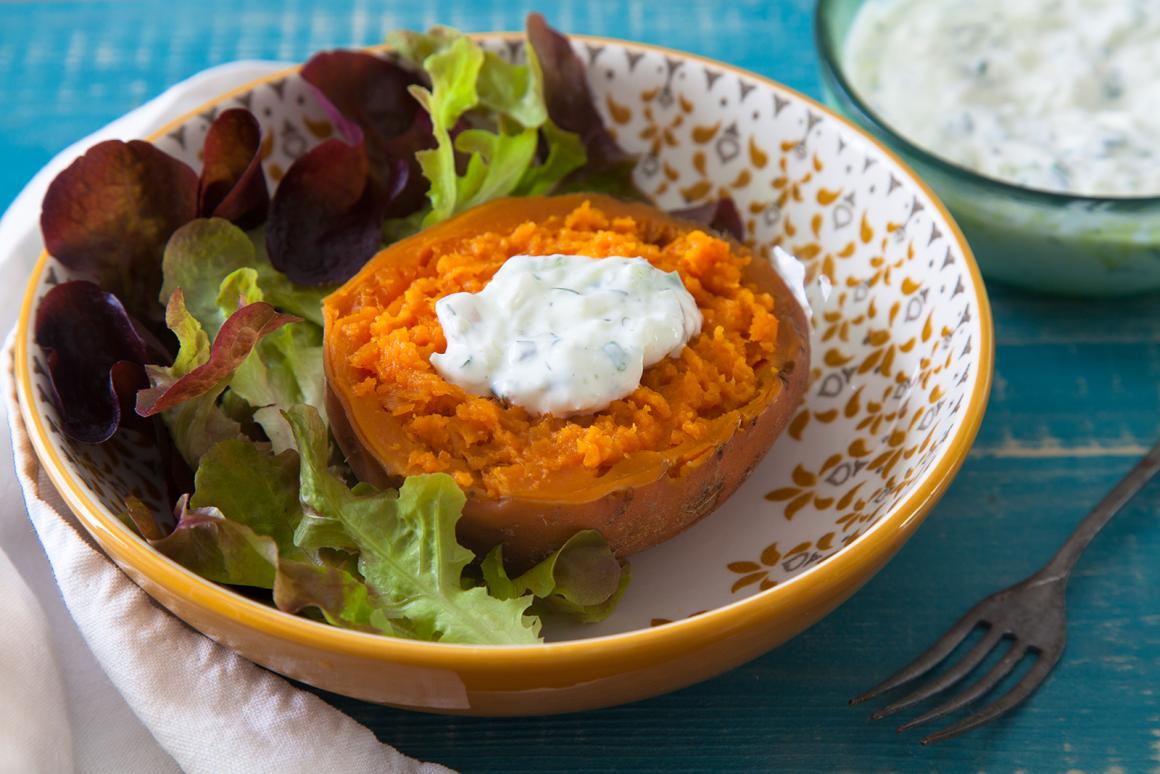 Ofen-Süßkartoffel mit Quark - Rezept