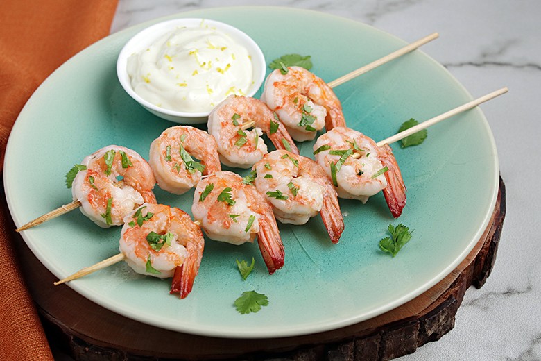 Garnelen mit Wasabi-Mayo-Sauce