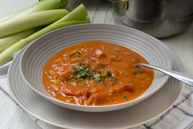 Vegetarische Käse-Lauch-Suppe