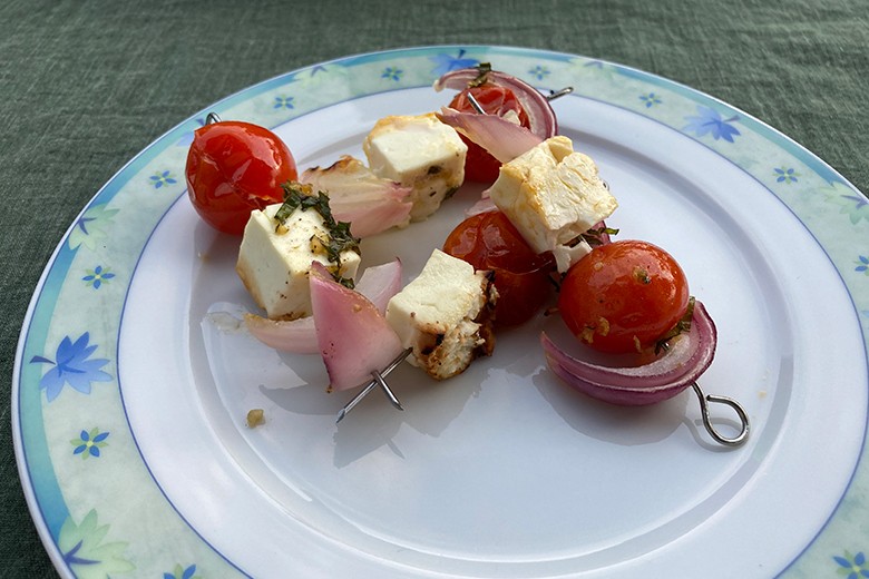 Gegrillte Feta-Tomatenspieße