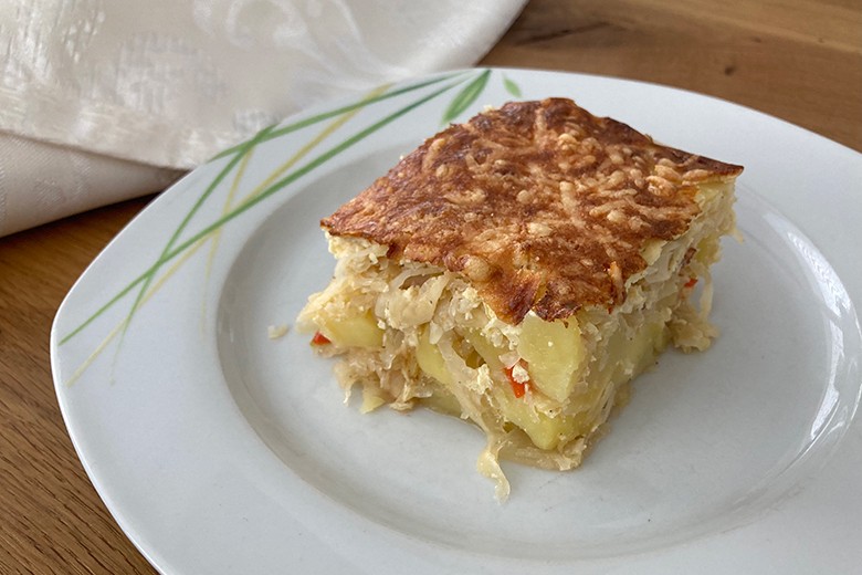 Kartoffelauflauf mit Sauerkraut