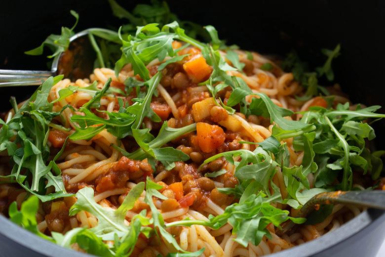 Alblinsen mit Pasta