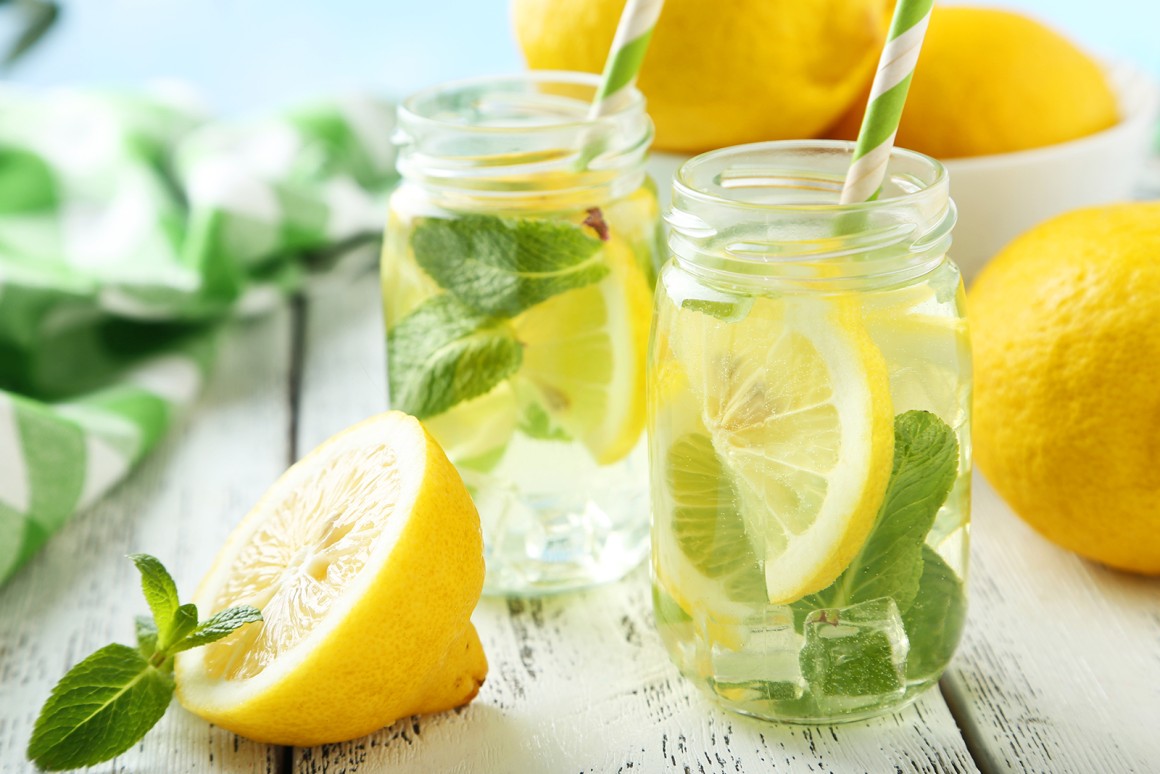 Zitronen-Minze-Wasser
