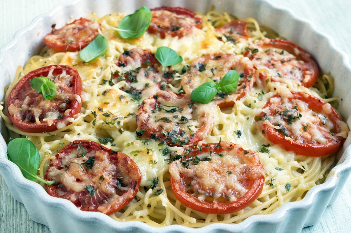 Spaghetti-Pizza Margherita