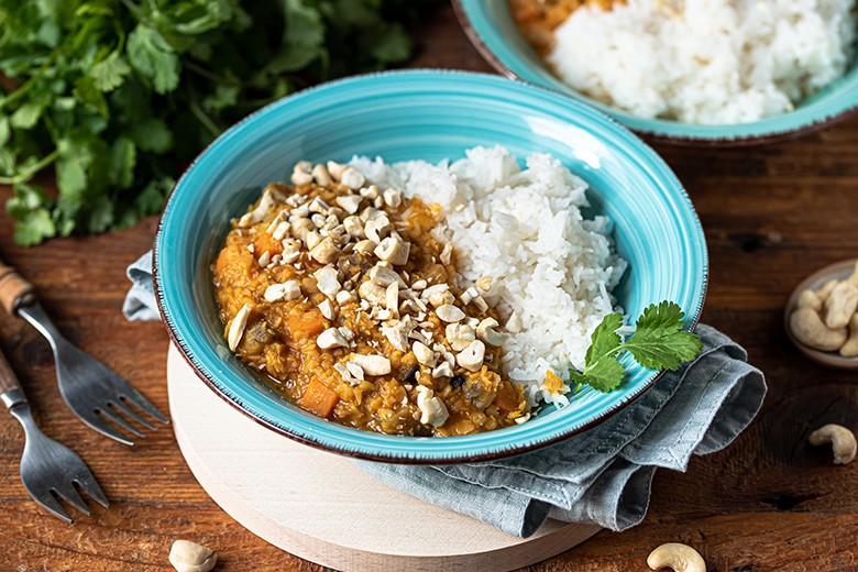 Rote-Linsen-Curry mit Reis